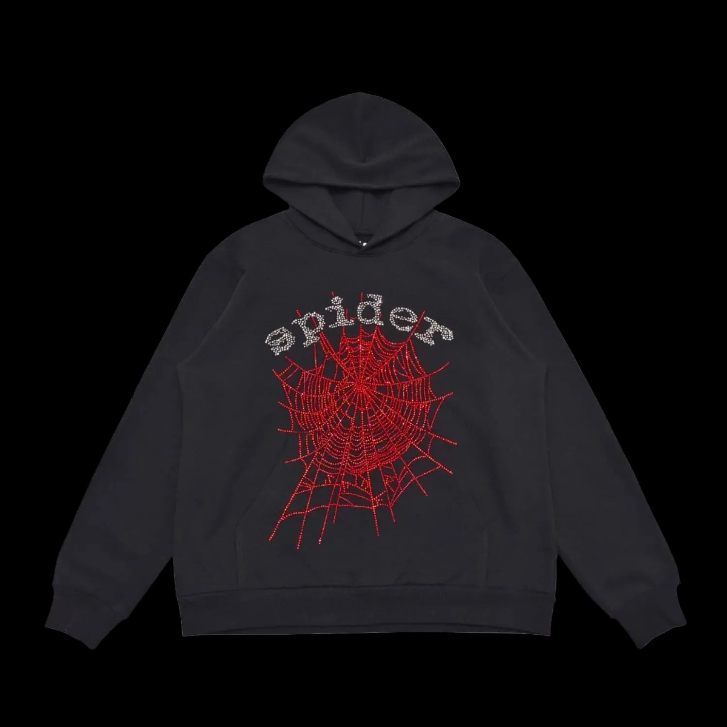 SP5DER OG RHINESTONE LOGO HOODIE BLACK