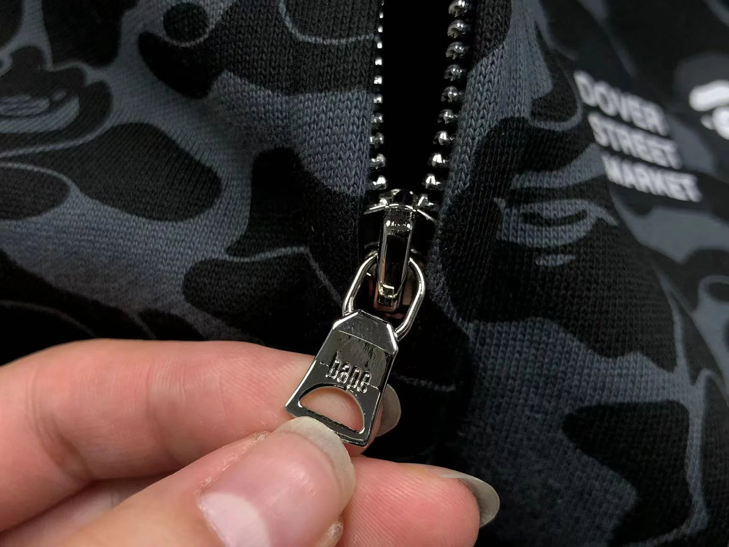 BAPE X DOVER STREET MARKET SPECIAL CAMO SHARK FULL ZIP HOODIE BLACK