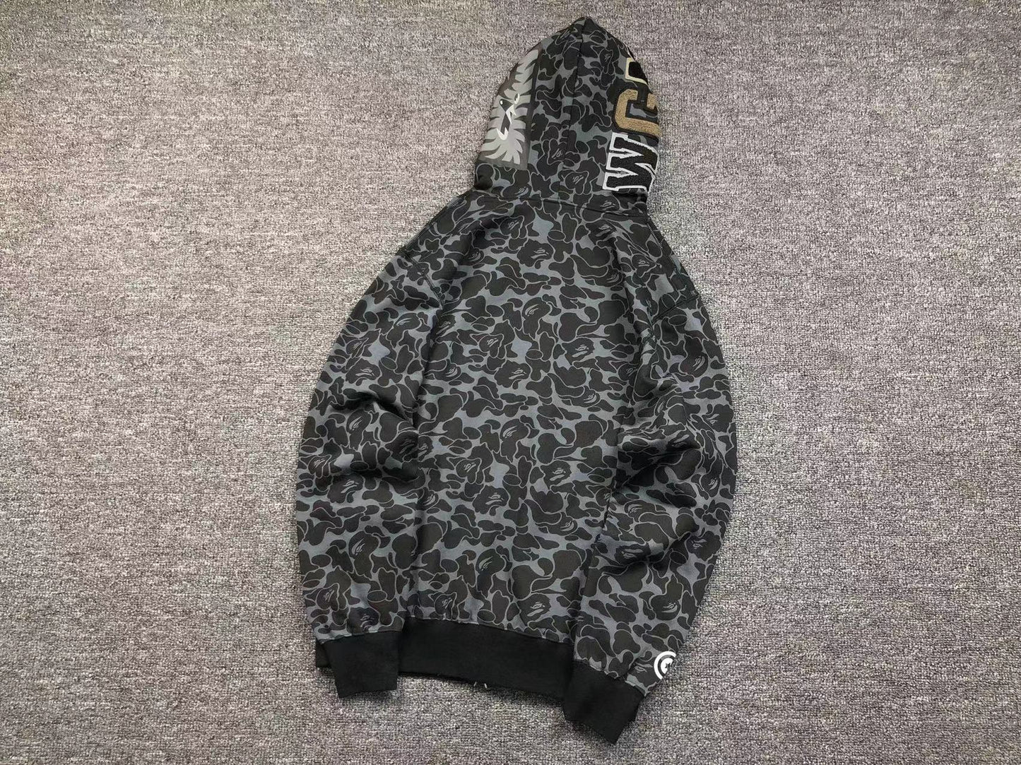 BAPE X DOVER STREET MARKET SPECIAL CAMO SHARK FULL ZIP HOODIE BLACK
