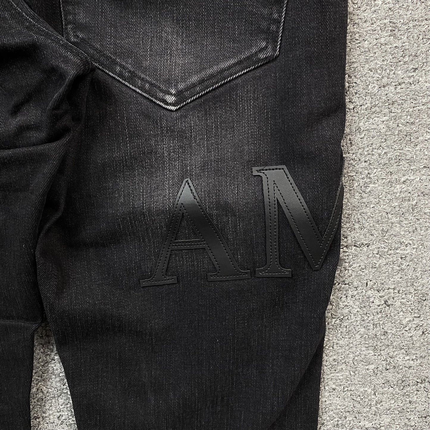 AMIRI CORE APPLIQUE BLACK LEATHER JEANS