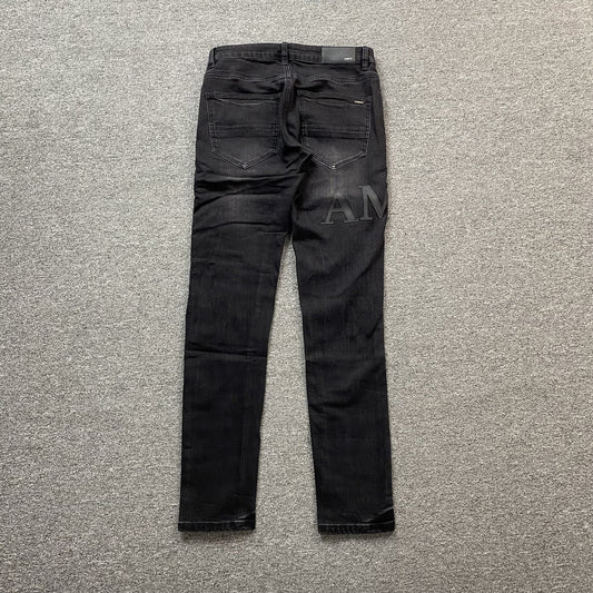 AMIRI CORE APPLIQUE BLACK LEATHER JEANS