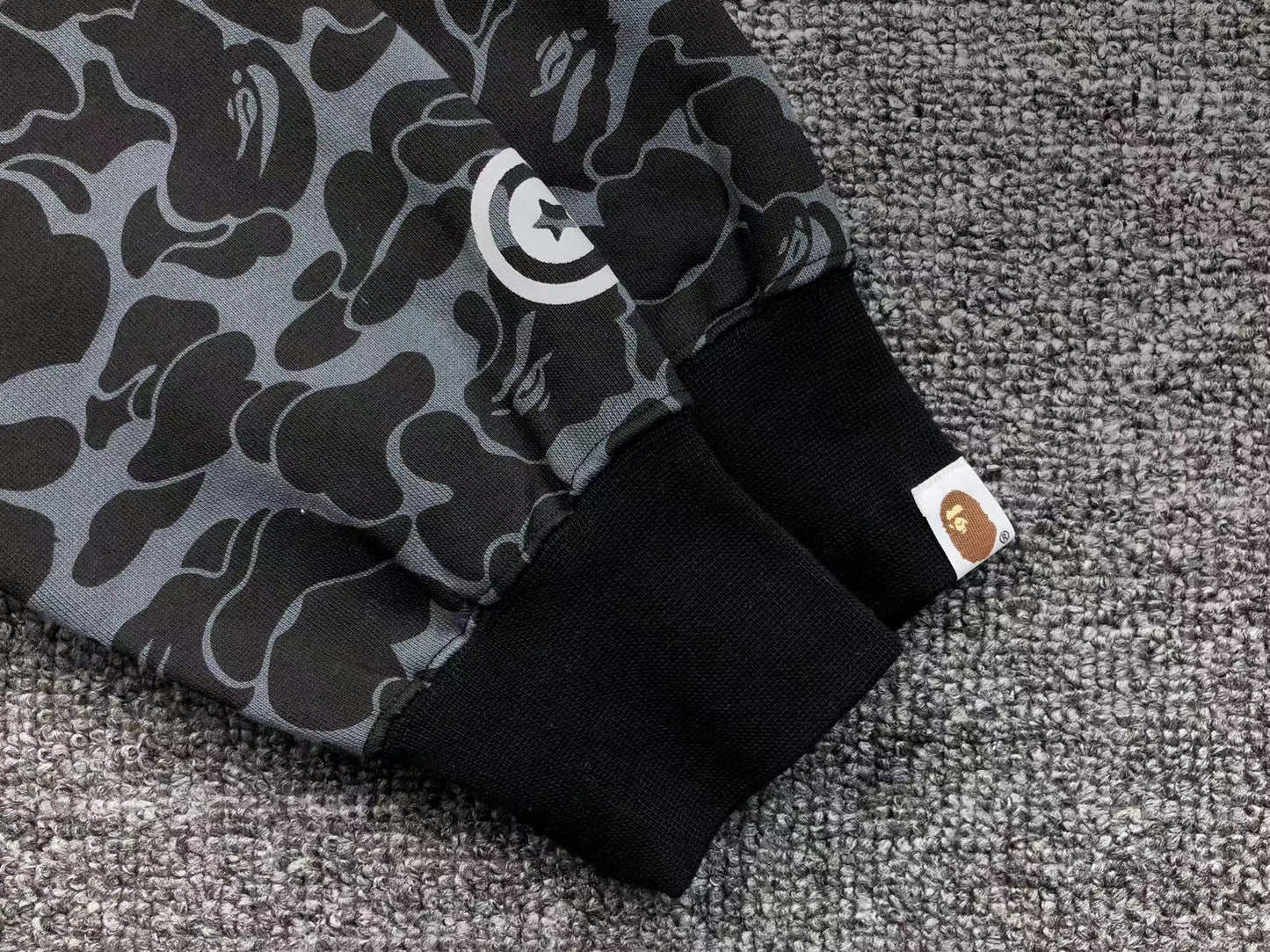 BAPE X DOVER STREET MARKET SPECIAL CAMO SHARK FULL ZIP HOODIE BLACK