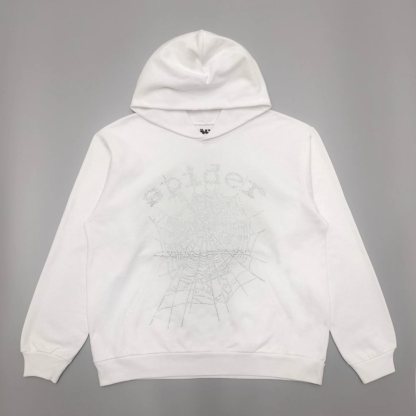 SP5DER OG RHINESTONE LOGO HOODIE WHITE