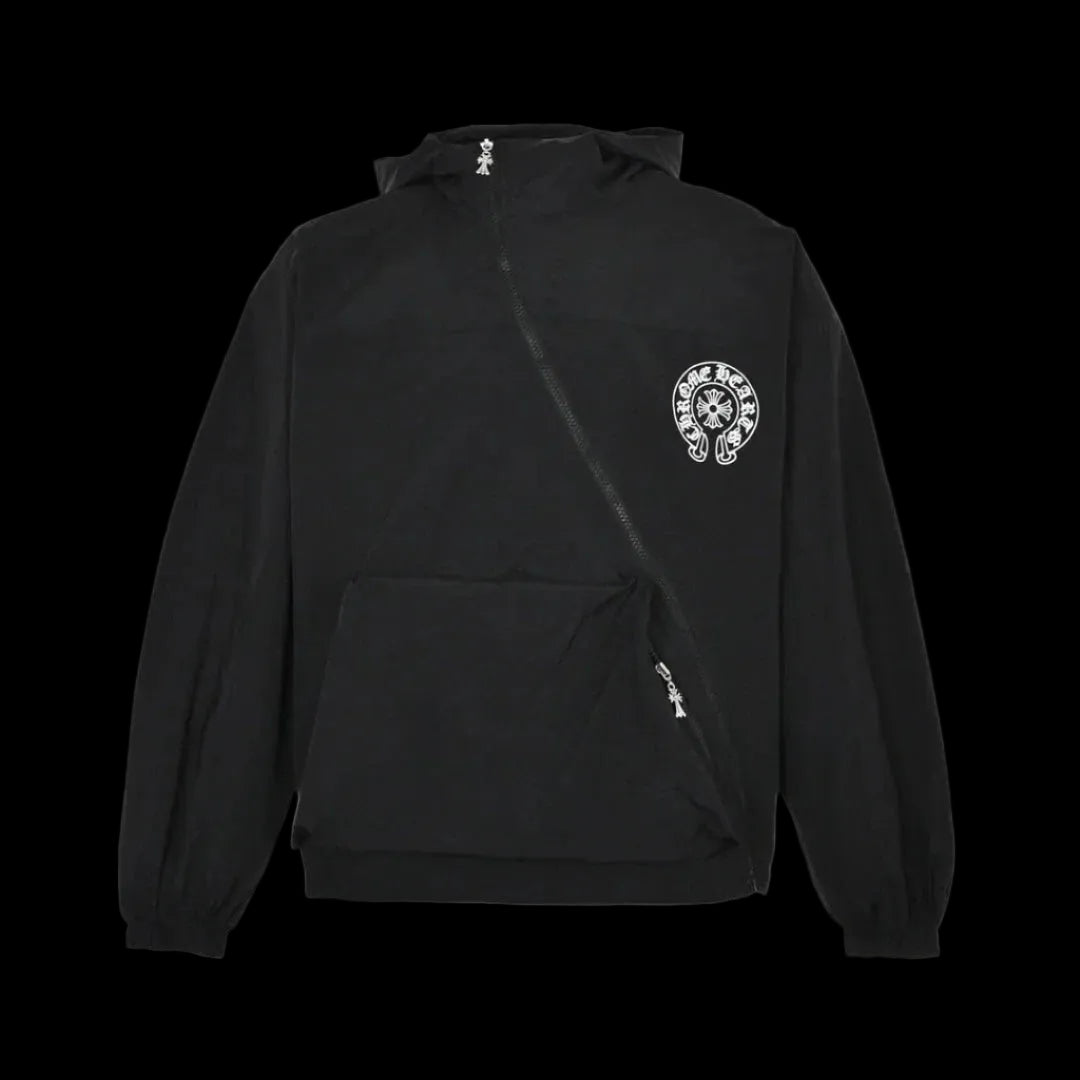 CHROME HEARTS ASYMMETRICAL ZIP HOODIE BLACK