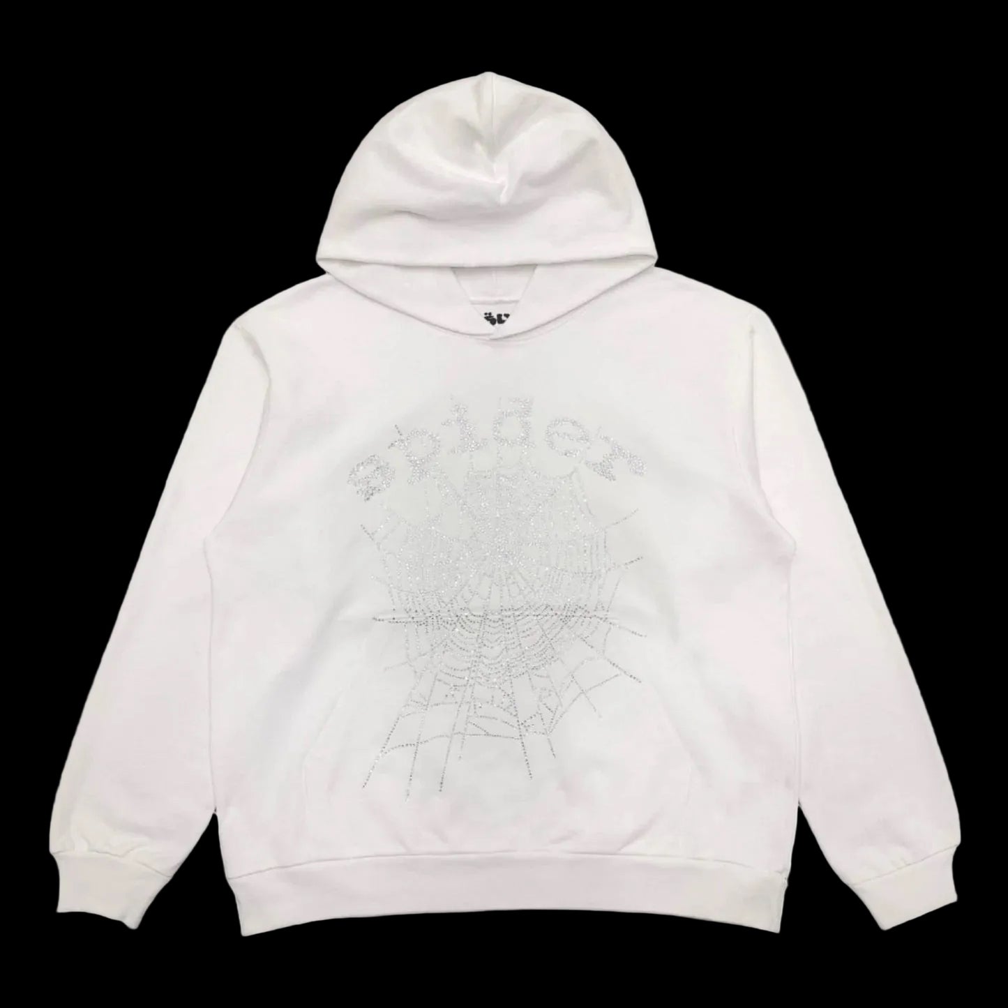 SP5DER OG RHINESTONE LOGO HOODIE WHITE