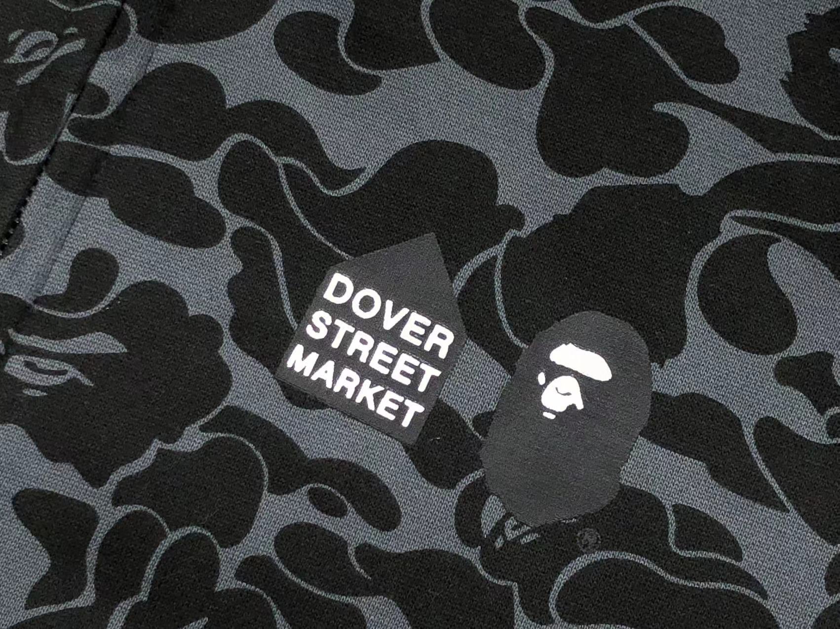 BAPE X DOVER STREET MARKET SPECIAL CAMO SHARK FULL ZIP HOODIE BLACK